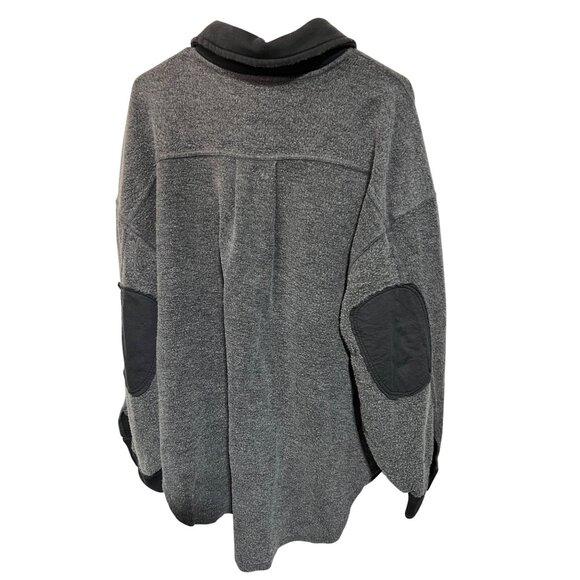 Free People Washed Black Fleece Shirt Jacket With Button Front Style - Size L - Picture 5 of 10